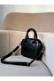 Women's Black Faux Leather Timeless Trend Model Cross Strap Hand and Shoulder Bag - 6