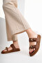 Women's Tan Matte Double Banded Comfortable Orthopedic Sole Slippers