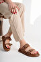 Women's Tan Matte Double Banded Comfortable Orthopedic Sole Slippers - 4