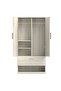 Wooden Wardrobe With 2 Door, And Open Shoe Rack, Hanging Rod And 2 Compartments - Cascina Pine