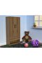 Wooden Wardrobe With 2 Door, And Open Shoe Rack, Rod And Compartments-Cognac Brown Sherman Oak - 3