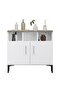Cabinet with 2 Door Storage and 3 Open Shelf-Dark Grey Chicago Concrete and Premium White