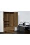 Wooden Wardrobe With 2 Door, And Open Shoe Rack, Rod And Compartments-Cognac Brown Sherman Oak - 2