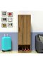 Modern Wardrobe With Floor Storage Cabinet With Hangers-Cognac Brown Sherman Oak - 2