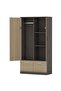 Wooden Wardrobe With 2 Doors Drawers Rod Compartments-Dark Grey Chicago Concrete/Grey Bardolino Oak
