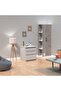 Modern Wardrobe With Side Mirror And Side Shelf, Cabinet With Hangers - Light Grey Chicago Concrete - 4
