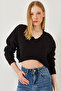 Women's Black Crop Knit Sweater 20246925