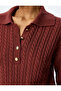 Long Sleeve Buttoned Polo Neck Hair Knit Sweater - 5