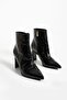 Women's Genuine Leather Heeled Boots Black - 4