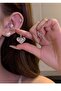 Gold Heart Ghost Earrings with White Crystal and Pearls - 3