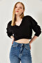 Women's Black Crop Knit Sweater 20246925 - 4