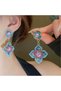 Colored Embroidered Ethnic Earrings - 3