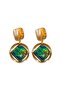Green Variegated Mother of Pearl Stone Earrings - 3