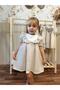 Ruffled Collar Watermelon Sleeve Baby Girl Dress Premium Series 100% Linen Beige - 2