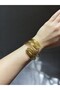 Women's Steel Gold Color Plated Adjustable Handmade Wire Wrap Cuff Bracelet - 2
