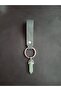 Natural Aventurine Stone Khaki Green Khaki Leather Keychain - 3