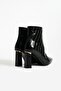 Women's Genuine Leather Heeled Boots Black - 3