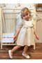 Ruffled Collar Watermelon Sleeve Baby Girl Dress Premium Series 100% Linen Beige - 4