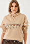 Women's Biscuit Hooded Three Thread Raster Colorful Heart Printed Sweatshirt 60601040 - 5