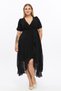 Apsen Women's 4495/130 Double Breasted Collar Belted Flounce Detailed Plus Size Black Chiffon Dress - 2