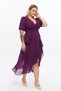Apsen Women's 4495/130 Double-Breasted Collar Belted Flounce Detailed Plus Size Purple Chiffon Dress - 6