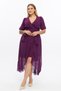 Apsen Women's 4495/130 Double-Breasted Collar Belted Flounce Detailed Plus Size Purple Chiffon Dress - 5