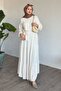 Belmando Ecru Dress with Belt - 3