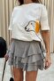 Women's Embroidered Crew Neck Adjustable Waist Design T-Shirt - 5