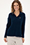 Women's Navy Blue Polo Neck Sweater 50297093 -Vr033 - 3