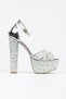 Women's High Platform Heels Pearls Open Toe Stylish Evening Dress Shoes