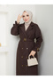 Modest Double Breasted Collar Waterproof Belted Full Length Trench Coat Rc1403013 - 7