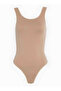 Women's Nude Color Diver Fabric Strap Snap Bodysuit - 3