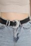 Silver Color Twist Model Metal Buckle Fake Leather Black Belt - 5