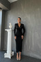 DOUBLE-BREASTED NECK SEQUINED DESIGN BLACK DRESS - 4
