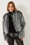 Women's Black and White Faux Fur Lined Coat 38119 60251968 - 3