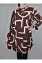 Women's Brown Lace-Up Neckline Buttoned Long Sleeve Sleeve Ankle Elastic Ribbed Oval Hem Tunic