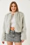 Women's Ice Gray Faux Fur Lined Coat 38119 60251968 - 3