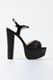 Women's High Platform Heeled Slingback Pearl Evening Dress Shoes