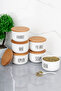 6-Piece 400ml Vacuum Acrylic (Plastic) Spice Jar Set with Wooden Lids, Transparent Labels, Spoons, Gift