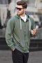 Khaki Green Zippered Hooded Sweatshirt 6161 - 2