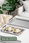 Gold 2-Piece Stainless Steel Silver Presenter Tea Coffee Tray Gold Black Detailed Serving Tray - 3