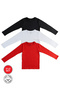 Black, White and Red Basic Uzunkol Seasonal 3-Pack Badi T-Shirt Unisex (Girls and Boys)