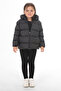 Girl's Black Fleece Lined Hooded Waterproof Windproof Inflatable Winter Coat & Coat