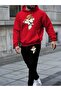 Men's Taekwondo Bear Printed Hoodie & Sweatpants Set - Hooded Tracksuit Set