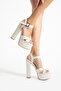 7-9600 16cm Mother-Of-Pearl Skin Thick Heel Bridal Shoes - 4
