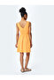 Textured A-Line Sleeveless V Neck Gipe Detail Mini Dress - 4