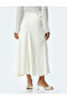 Standard Waist A-Line Long Satin Skirt - 4