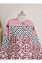 Geometric Patterned Lace Up Elastic Sleeve Dress - 4