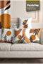 Colors of Nature Themed Digital Printed 4-Piece Throw Pillow Cover - 43 X 43 cm Orange-White
