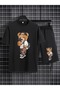 Teddy Bear Print Men's 2 Piece Comfy Crew Neck Short Sleeve T-Shirt and Adjustable Shorts Set